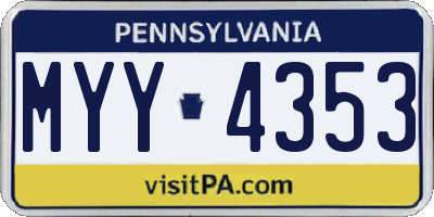 PA license plate MYY4353