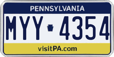 PA license plate MYY4354