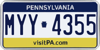 PA license plate MYY4355