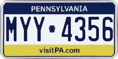 PA license plate MYY4356