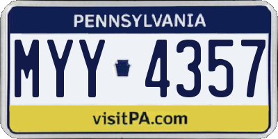 PA license plate MYY4357