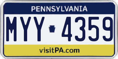 PA license plate MYY4359