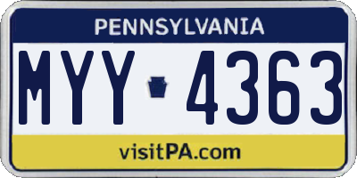 PA license plate MYY4363