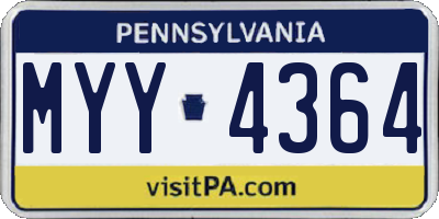 PA license plate MYY4364
