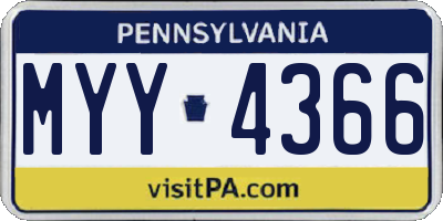PA license plate MYY4366