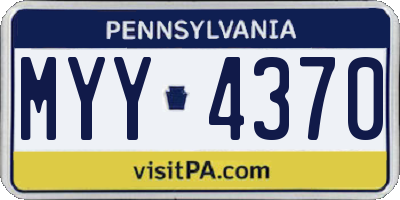 PA license plate MYY4370