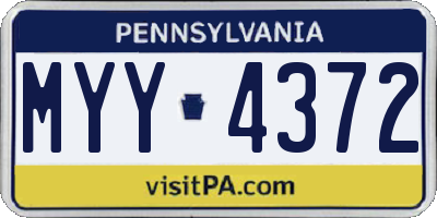 PA license plate MYY4372