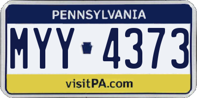 PA license plate MYY4373