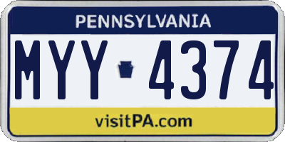 PA license plate MYY4374