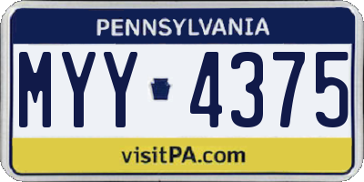 PA license plate MYY4375