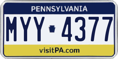 PA license plate MYY4377
