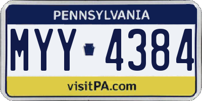 PA license plate MYY4384