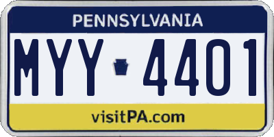 PA license plate MYY4401