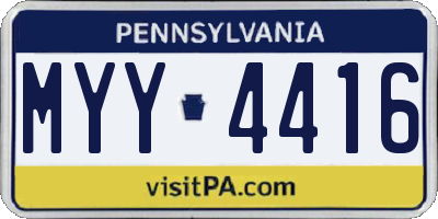 PA license plate MYY4416