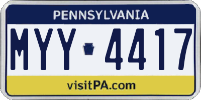 PA license plate MYY4417