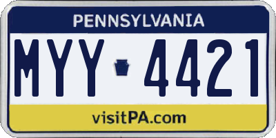 PA license plate MYY4421