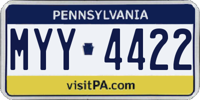 PA license plate MYY4422
