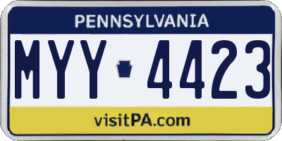 PA license plate MYY4423
