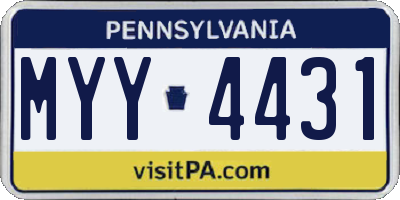 PA license plate MYY4431
