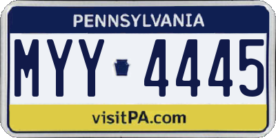 PA license plate MYY4445