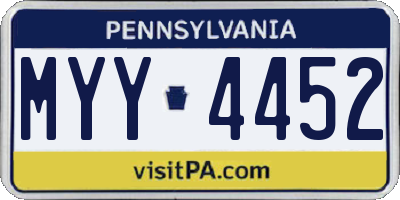 PA license plate MYY4452