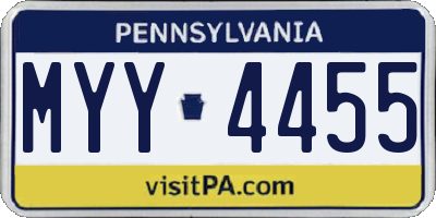 PA license plate MYY4455