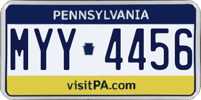 PA license plate MYY4456