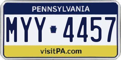 PA license plate MYY4457