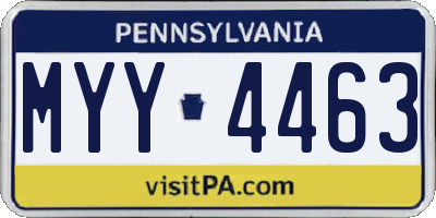 PA license plate MYY4463
