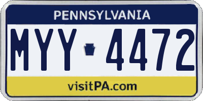 PA license plate MYY4472