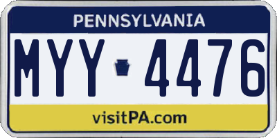 PA license plate MYY4476