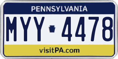 PA license plate MYY4478