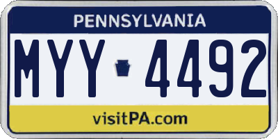 PA license plate MYY4492
