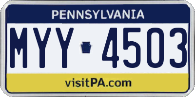 PA license plate MYY4503