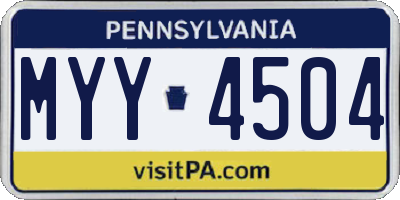 PA license plate MYY4504