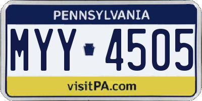PA license plate MYY4505