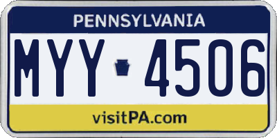 PA license plate MYY4506