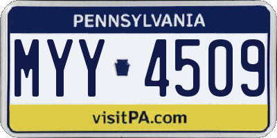 PA license plate MYY4509