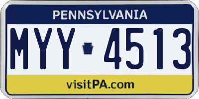 PA license plate MYY4513