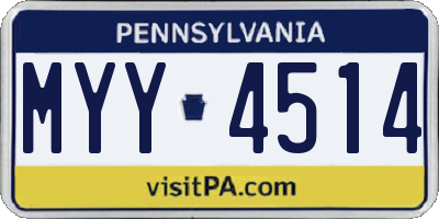 PA license plate MYY4514