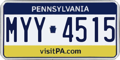 PA license plate MYY4515