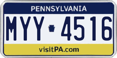 PA license plate MYY4516