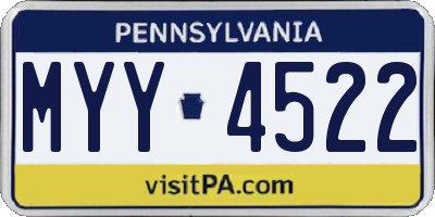 PA license plate MYY4522