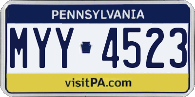 PA license plate MYY4523