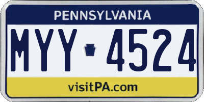 PA license plate MYY4524