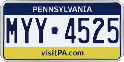 PA license plate MYY4525