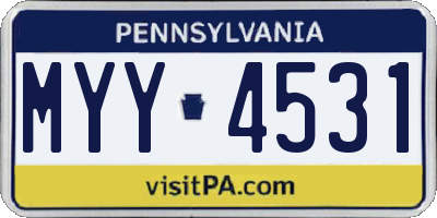 PA license plate MYY4531