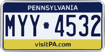 PA license plate MYY4532