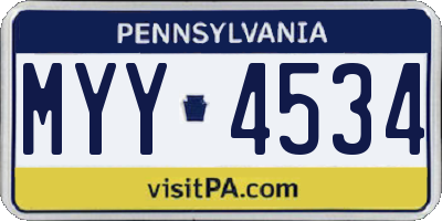 PA license plate MYY4534