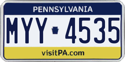 PA license plate MYY4535